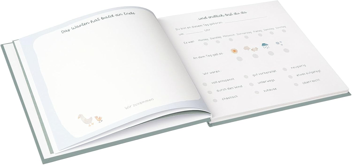 Goldbuch Babytagebuch Voller Wunder Wiese Salbeigrün mit 100 illustrierten Seiten