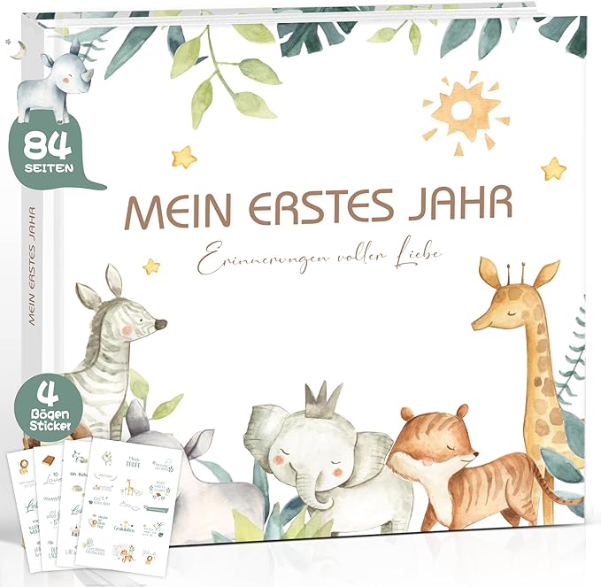 Babyalbum „Mein erstes Lebensjahr" Boho – personalisierbar, 2 Seiten pro Monat