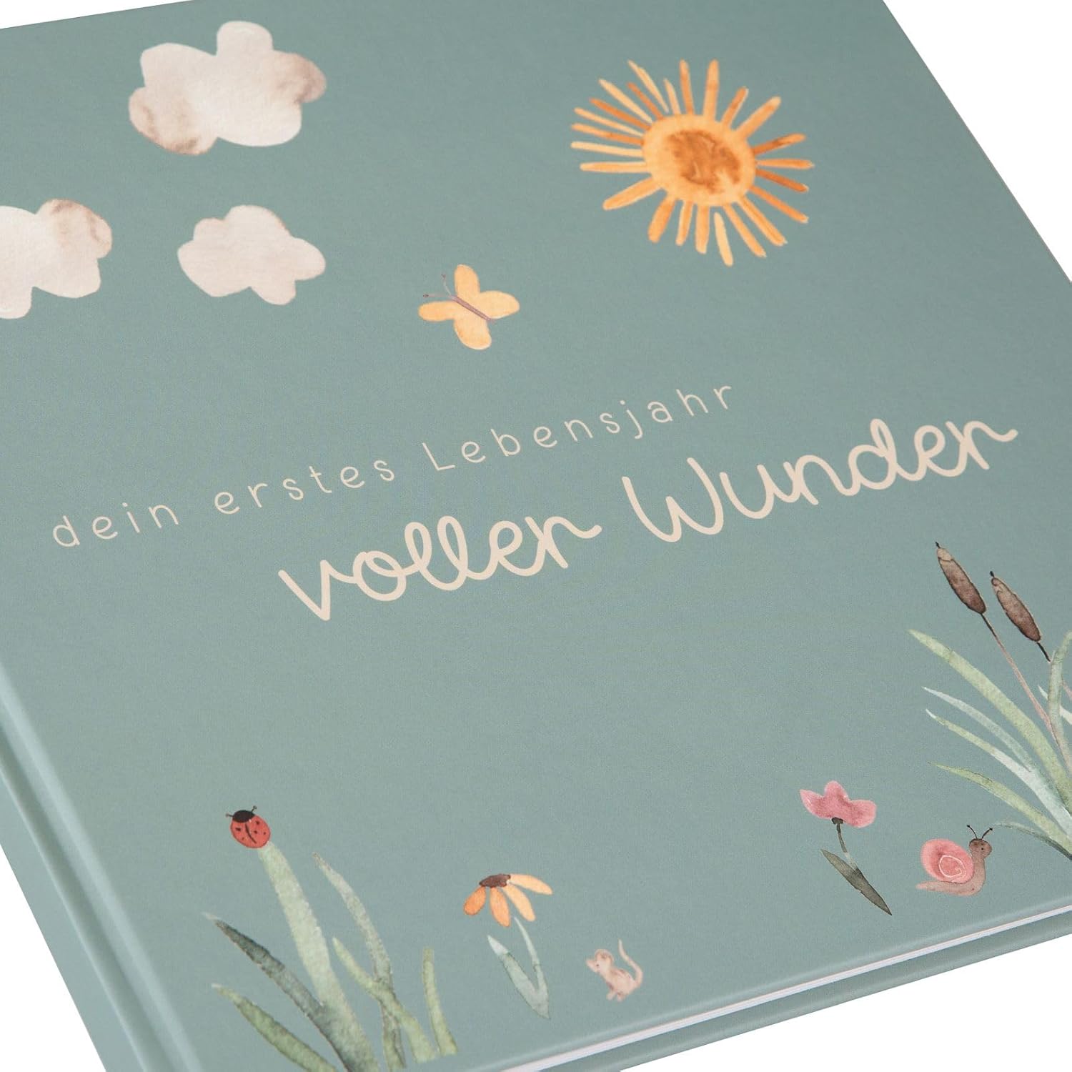 Goldbuch Babytagebuch Voller Wunder Wiese Salbeigrün mit 100 illustrierten Seiten