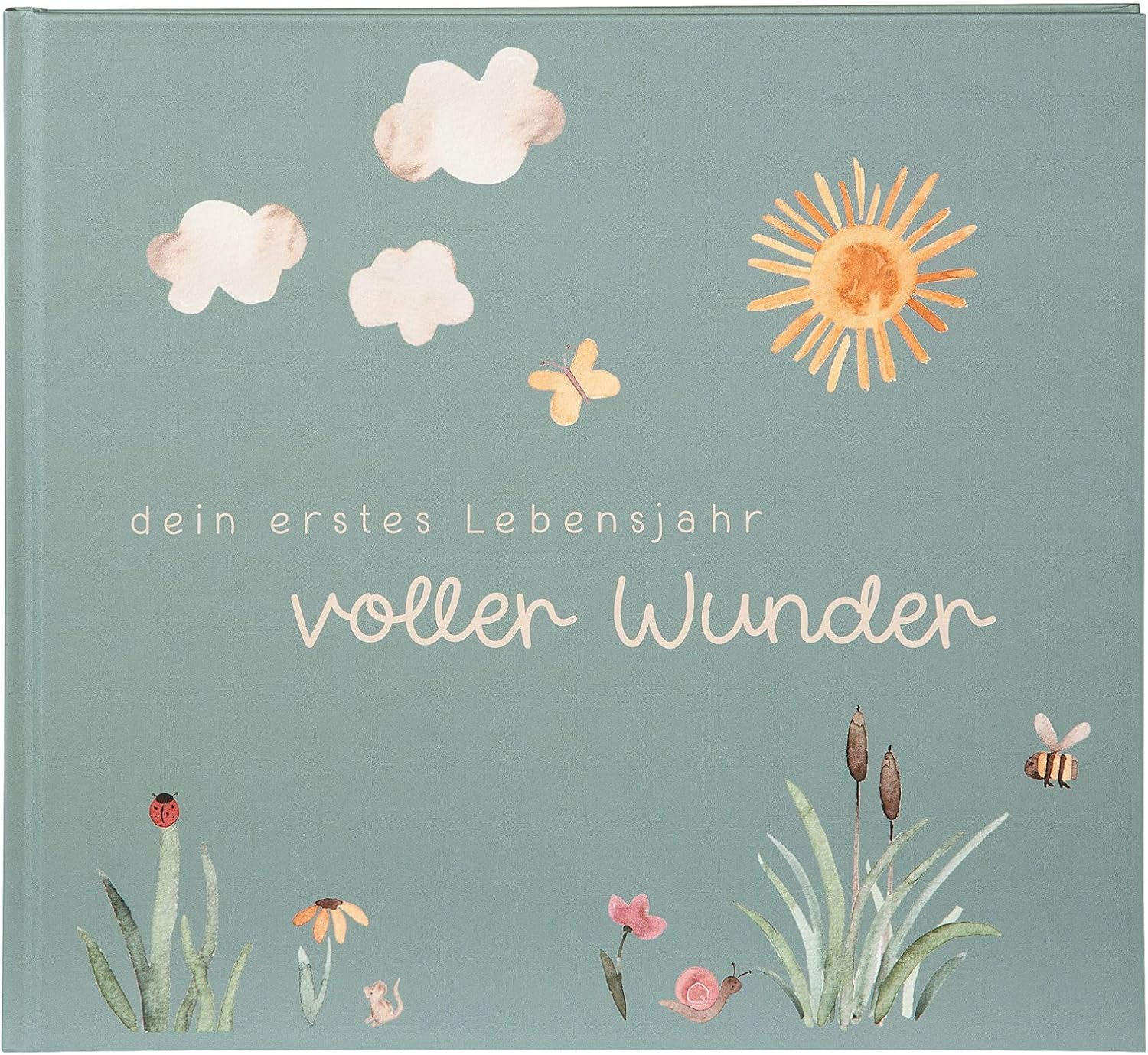 Goldbuch Babytagebuch Voller Wunder Wiese Salbeigrün mit 100 illustrierten Seiten