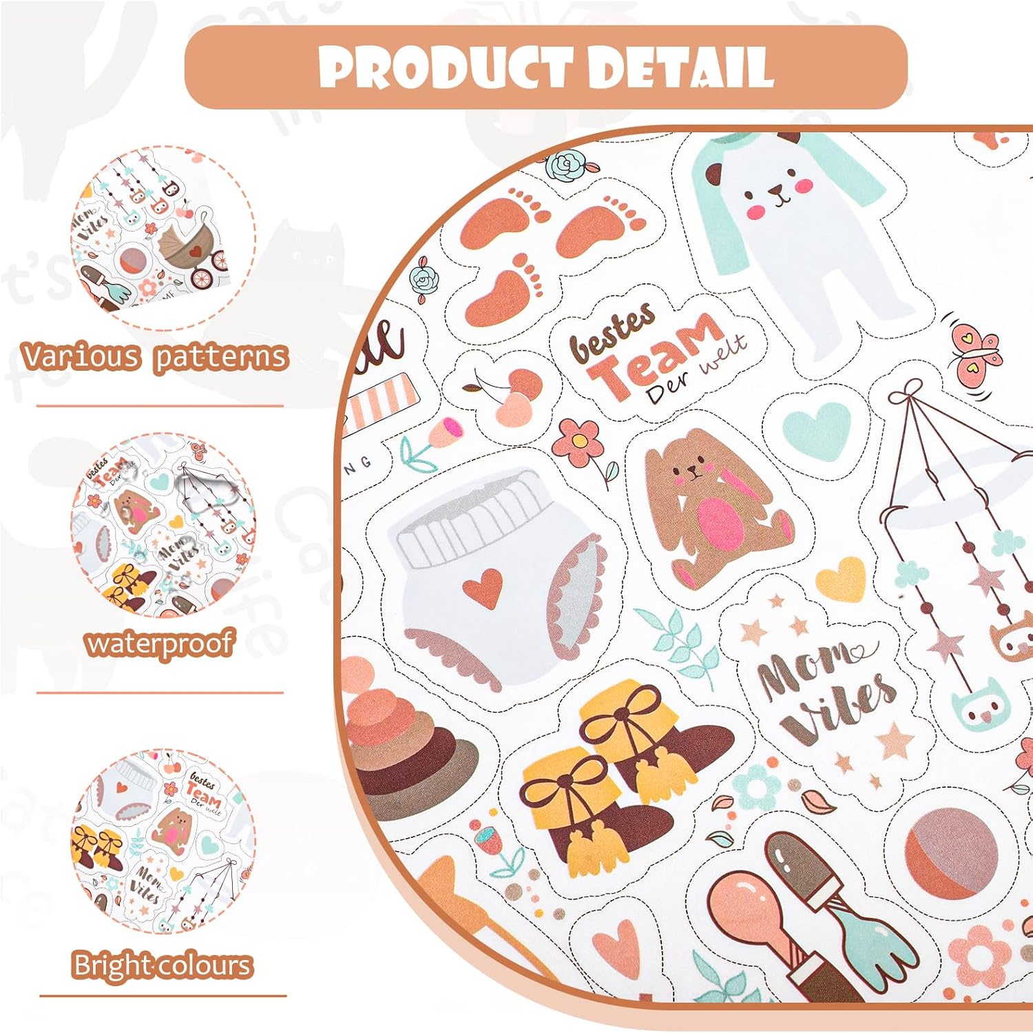 JIEYAO Babyalbum Sticker Set - 204 Aufkleber für Kreativprojekte
