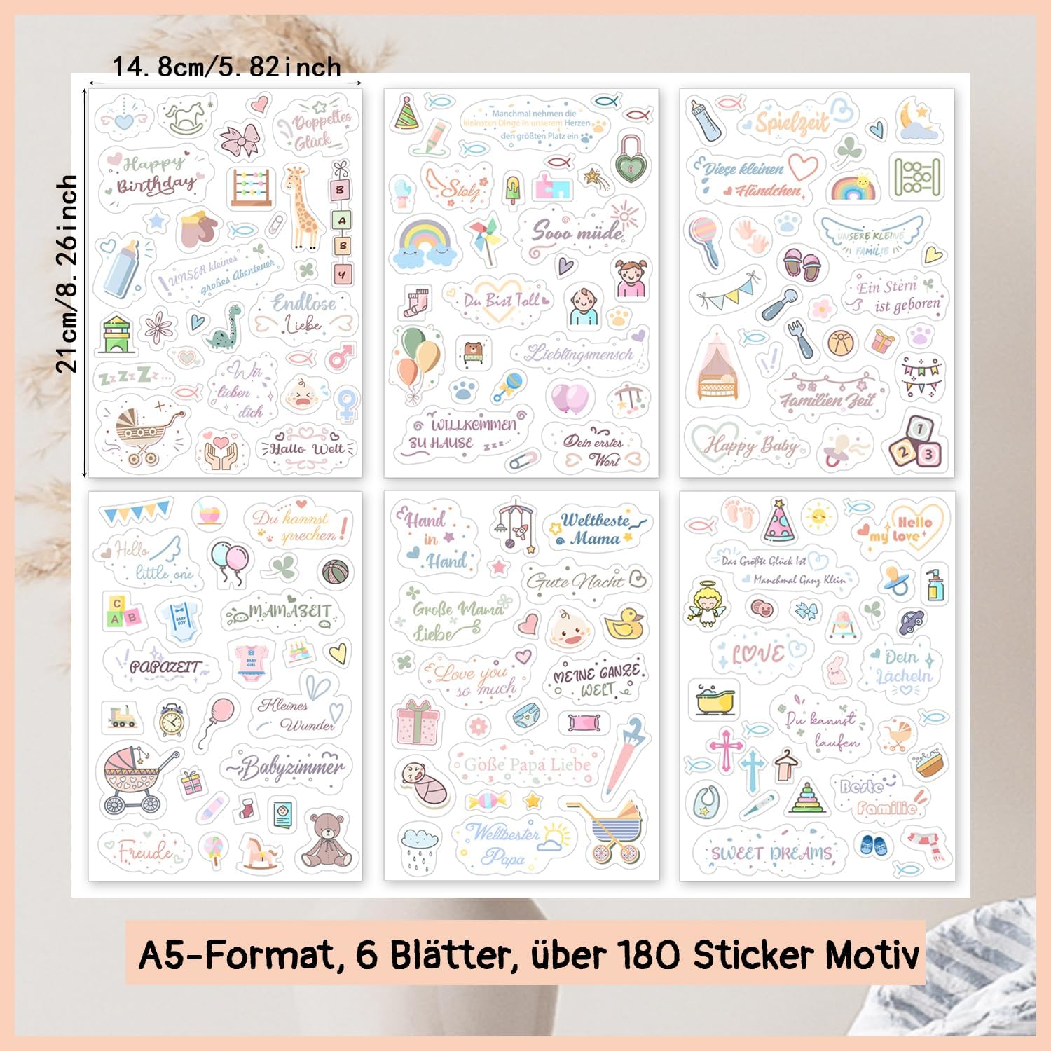 Sticker Babyalbum: 180+ Motiv-Set für Babyparty & Scrapbooking
