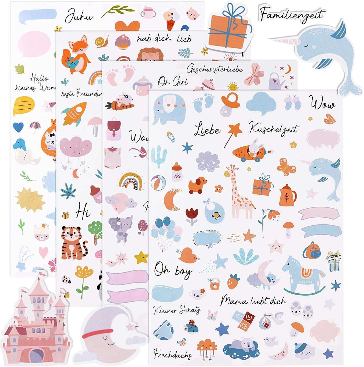 A4 Babyparty Aufkleber-Set mit 330+ Motiven für Scrapbooking und Geschenke A4 Babyparty Aufkleber-Set mit 330+ Motiven für Scrapbooking und Geschenke
