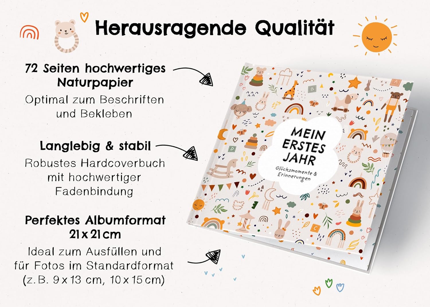 Babyalbum Mein erstes Jahr - Unvergessliche Momente & Geschenk zur Geburt