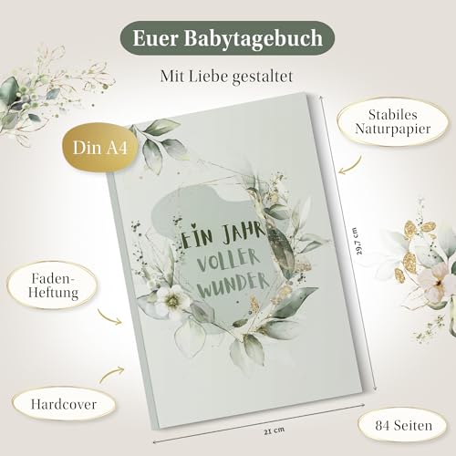 Eulentaler Babyalbum „Mein erstes Jahr" – DIN A4, geschlechtsneutral (Grün)