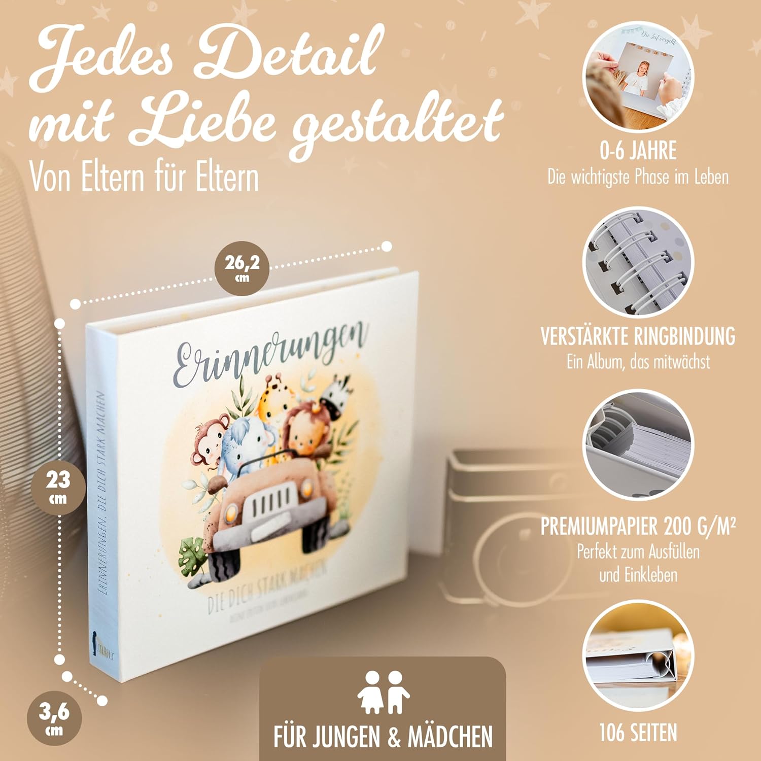LITLHERO Erinnerungsbuch Baby - Liebevoll gestaltetes Babyalbum