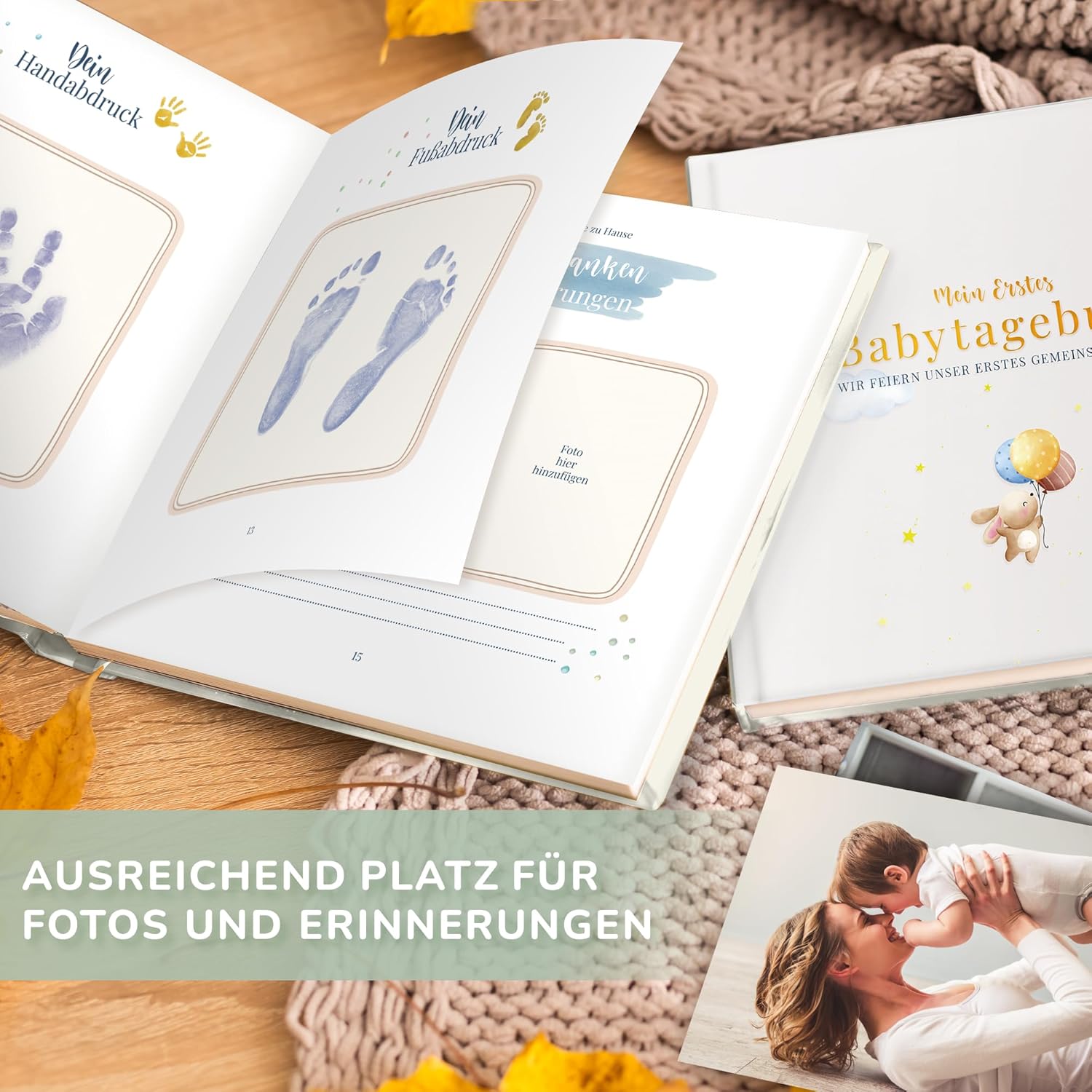 Tiny Trees® Babytagebuch - Erstes Jahr Erinnerungen, 51 Seiten mit Geschenkbox