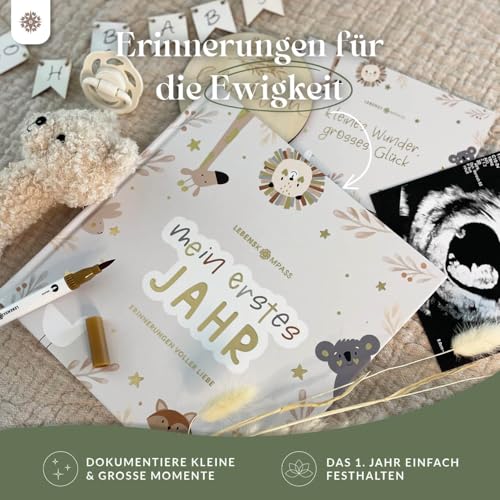 Lebenskompass Babyalbum „Air" mit 75+ Stickern & Spruchkarte