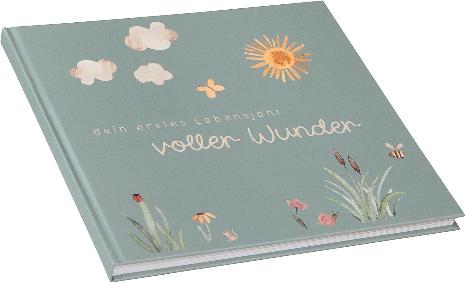 Goldbuch Babytagebuch Voller Wunder Wiese Salbeigrün mit 100 illustrierten Seiten
