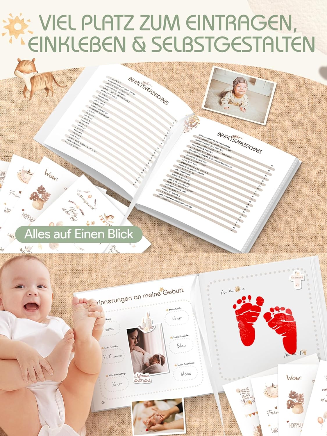Premium 'Mein erstes Jahr' Babyalbum - Ideales Geburtsgeschenk
