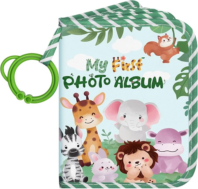 Lanpn Baby-Stofffotoalbum mit Beißring & Spiegel – 17 Fotos, Tier