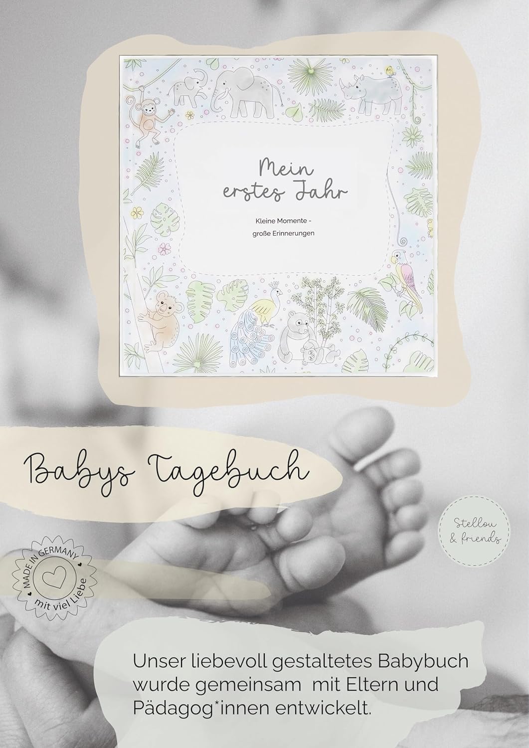 Stellou & friends Babybuch: Mein erstes Jahr - 74 Seiten Hardcover Babyalbum Stellou & friends Babybuch: Mein erstes Jahr - 74 Seiten Hardcover Babyalbum