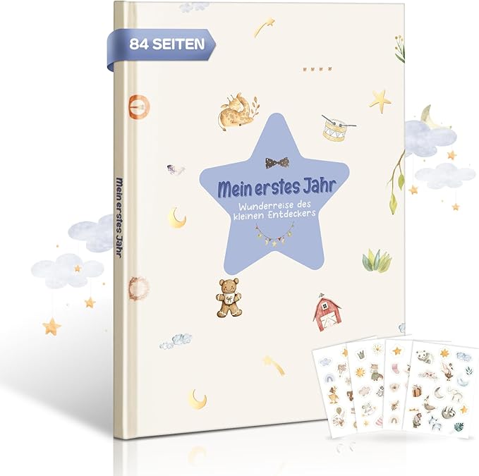 Babyalbum „Mein erstes Jahr" Boho Sterne – 84 Seiten, für Jungen