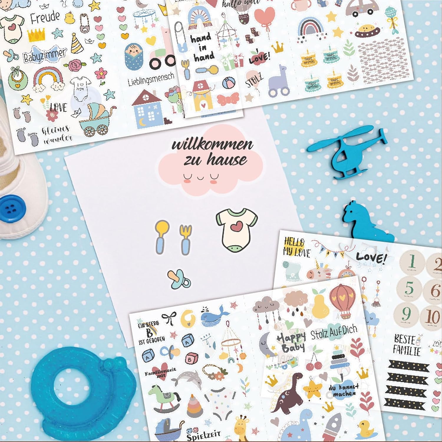 DIY Scrapbook Sticker Set für Babyalben (4 Stück, A4)