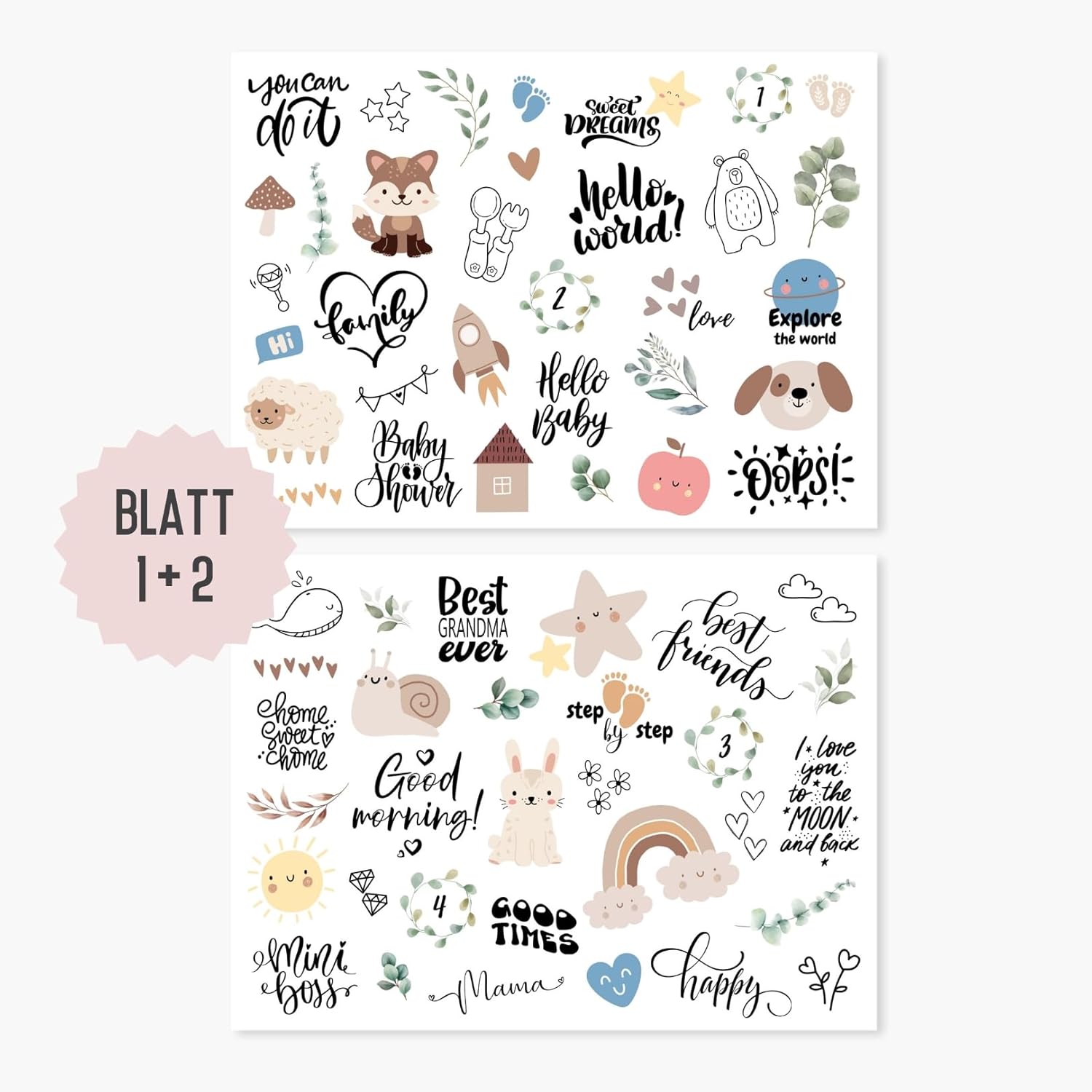 Baby Sticker Set | 197 Aufkleber für Babyalbum & Scrapbook Baby Sticker Set | 197 Aufkleber für Babyalbum & Scrapbook