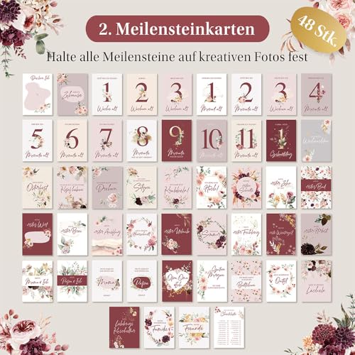 Eulentaler Sparset Rot – Babytagebuch, Meilensteinkarten & Abdruckset