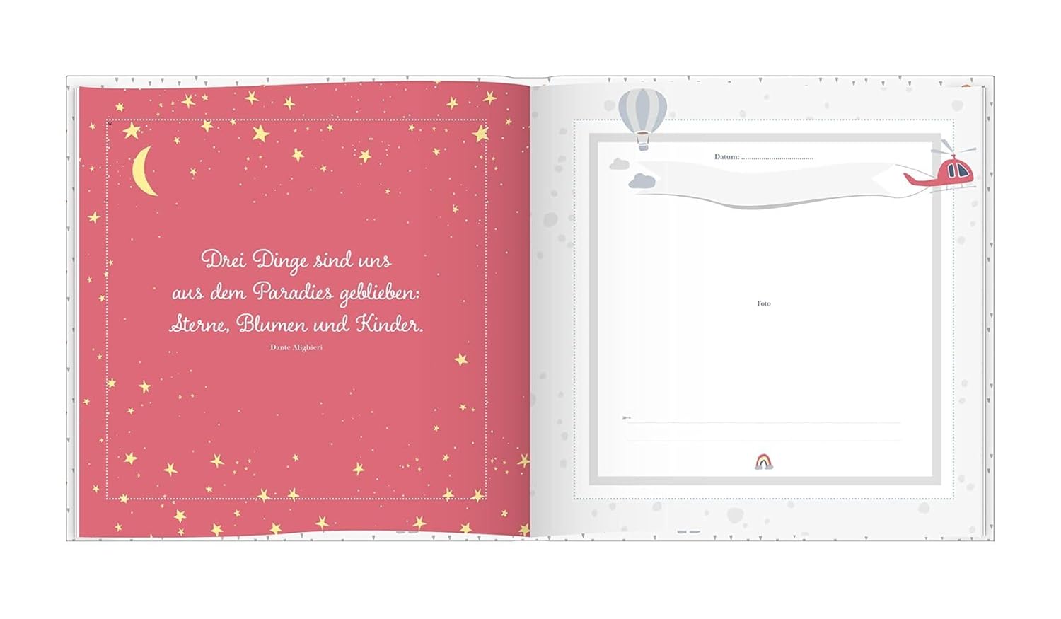 Genderneutrales Babyalbum für das 1. Lebensjahr mit Fensterausschnitt Genderneutrales Babyalbum für das 1. Lebensjahr mit Fensterausschnitt