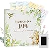 Babytagebuch „Mein erstes Jahr" Leinen mit Waldtieren – 88 Seiten & Abdruck-Set