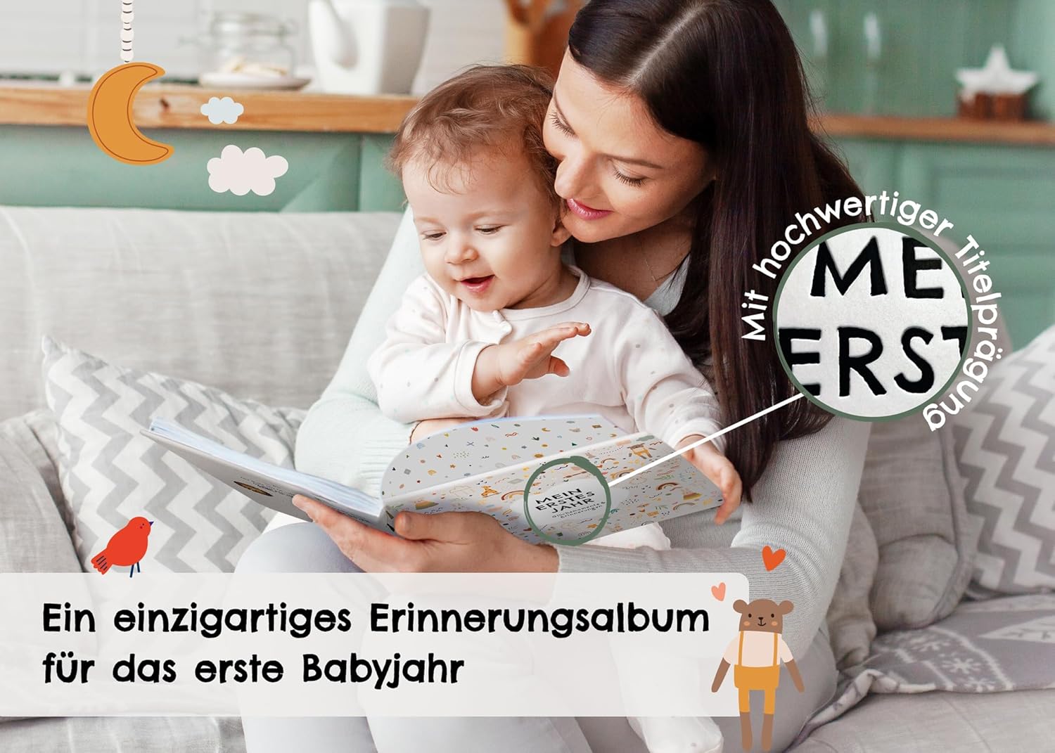 Babyalbum Mein erstes Jahr - Unvergessliche Momente & Geschenk zur Geburt