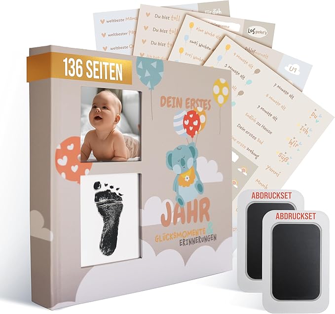 colortouch Babyalbum „Dein erstes Lebensjahr" mit Abdruckset & 164 Stickern