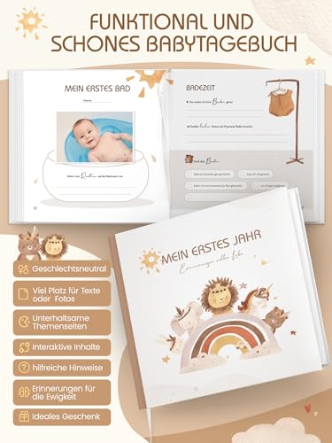 Babyalbum „Mein erstes Jahr" Boho – 84 Seiten Hardcover, pädagogisch