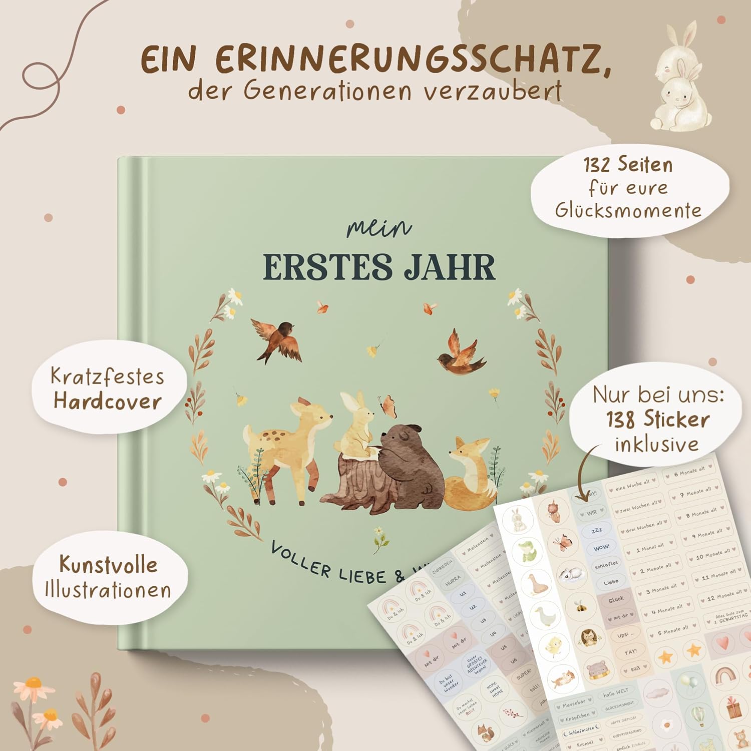 Glücksnest Mein erstes Jahr: Babyalbum mit 138 Stickern & kreativen Vorlagen Glücksnest Mein erstes Jahr: Babyalbum mit 138 Stickern & kreativen Vorlagen