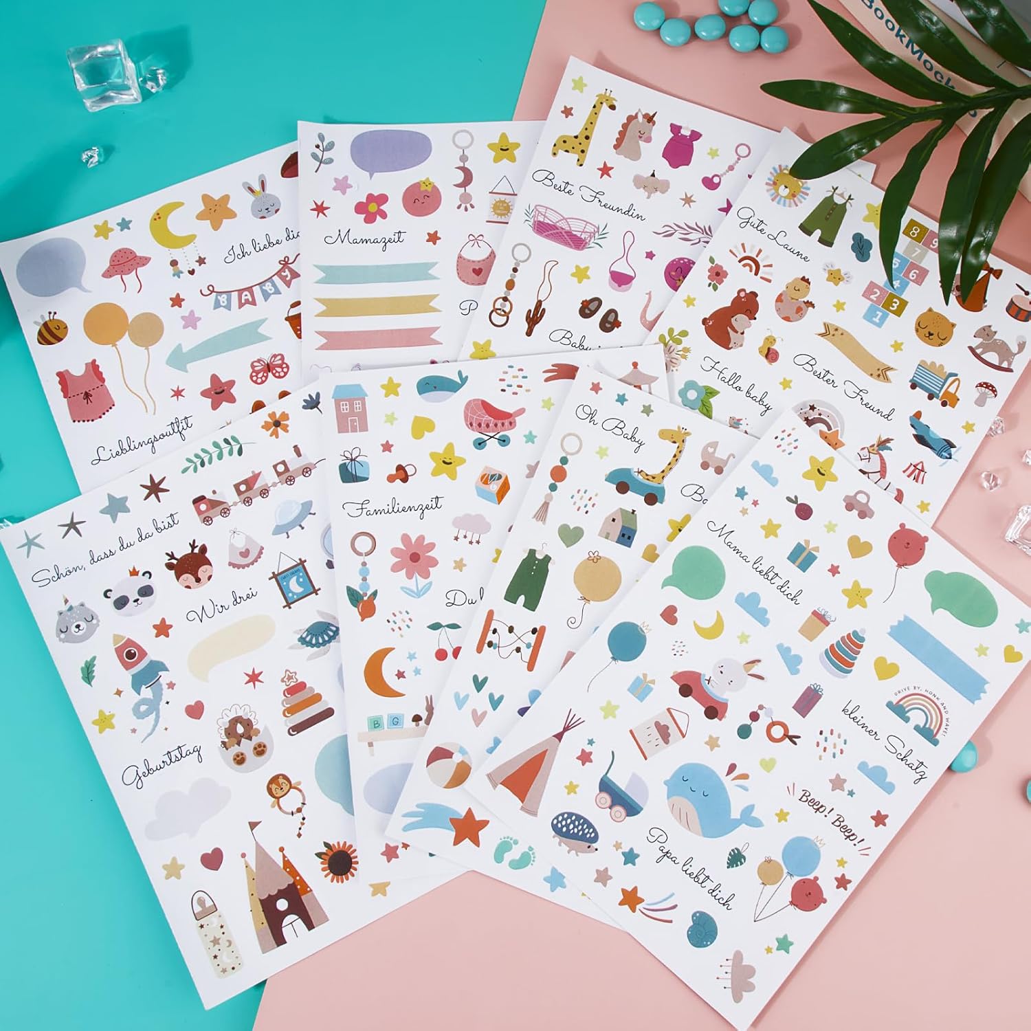 BETESSIN Babyalbum Sticker-Set - 440 Aufkleber für kreative Gestaltung