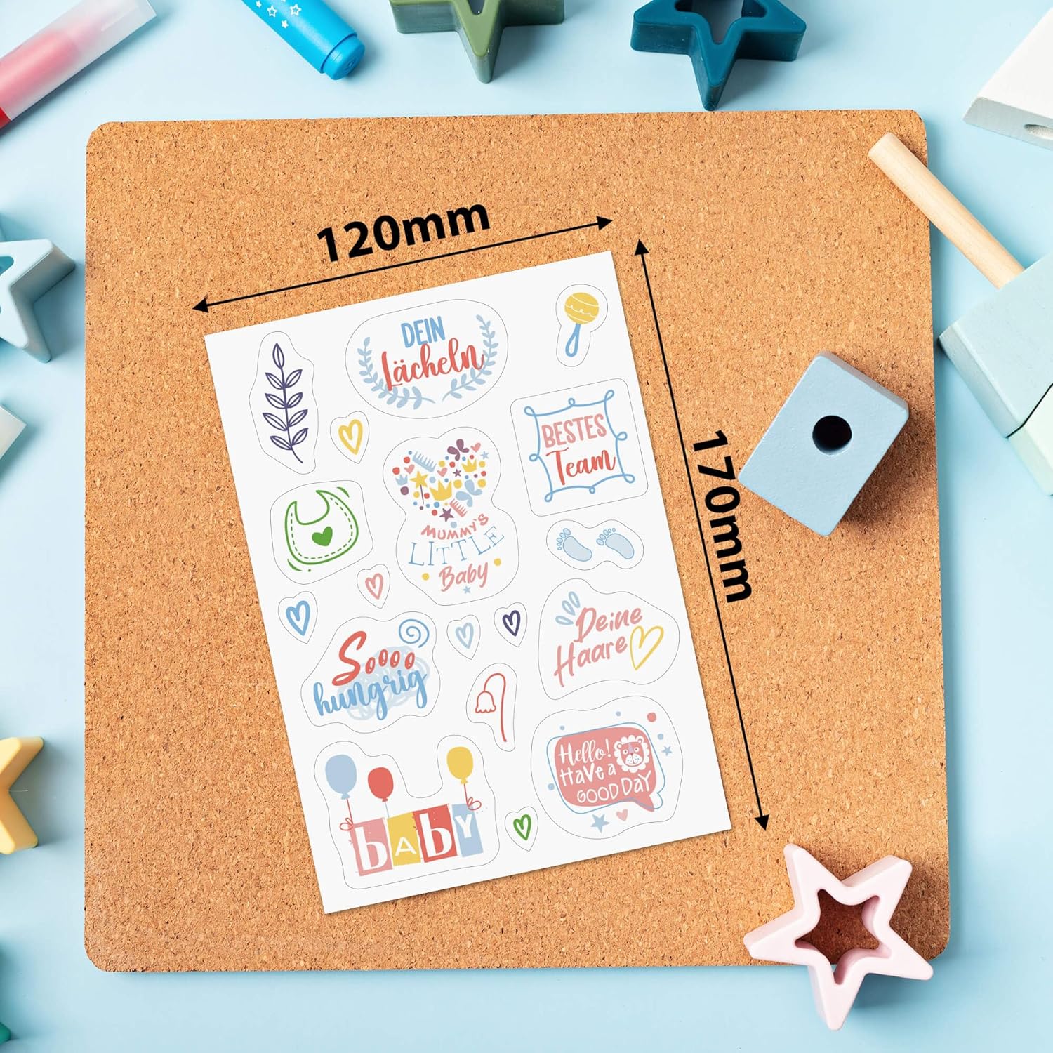 BIROYAL Babyalbum Sticker - 9 Bögen, 160 Motive - Perfekt für Scrapbooking BIROYAL Babyalbum Sticker - 9 Bögen, 160 Motive - Perfekt für Scrapbooking