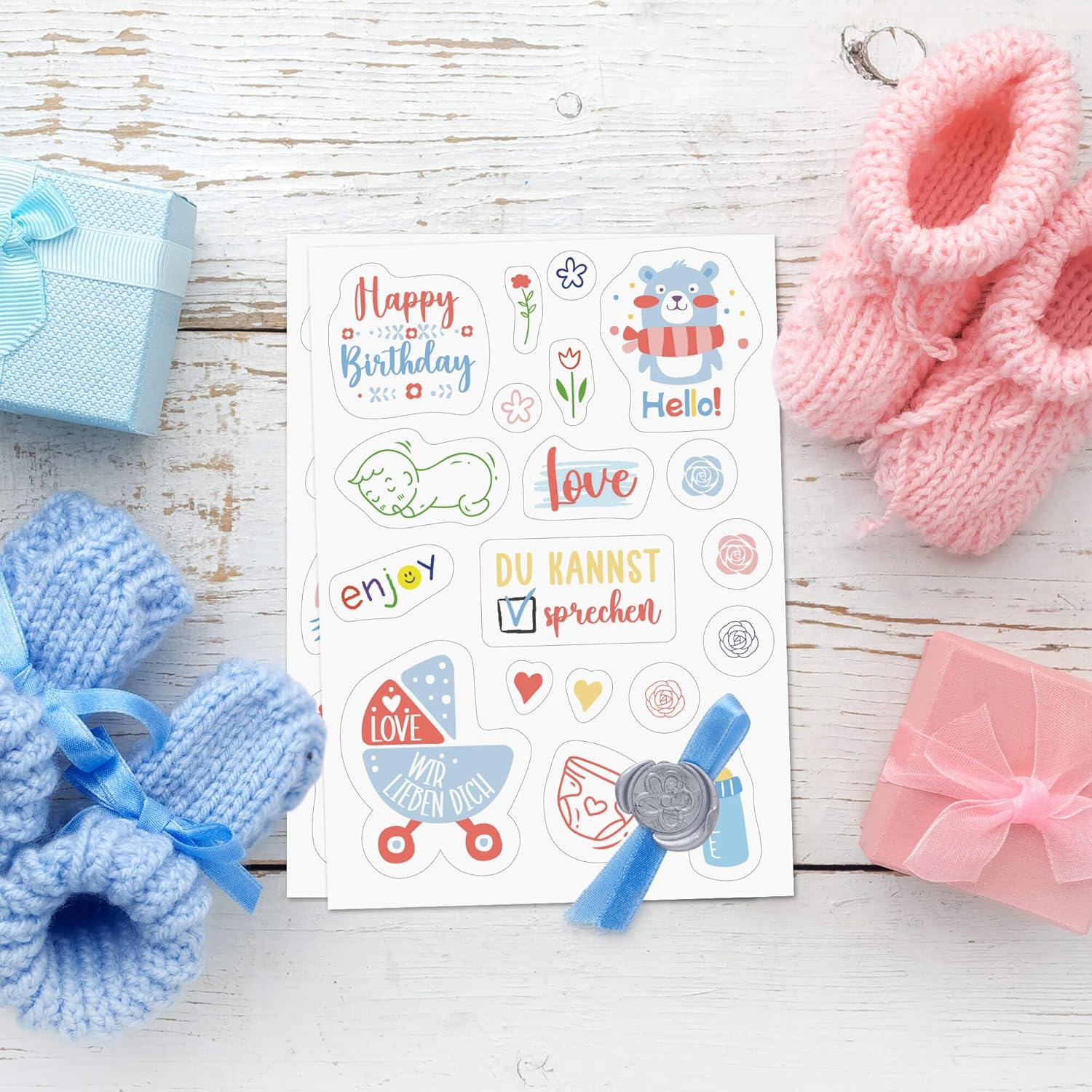 BIROYAL Babyalbum Sticker - 9 Bögen, 160 Motive - Perfekt für Scrapbooking BIROYAL Babyalbum Sticker - 9 Bögen, 160 Motive - Perfekt für Scrapbooking