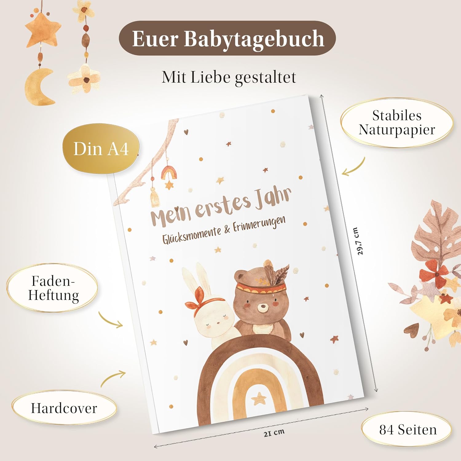 EULENTALER® Babytagebuch Boho: Erinnerungsschatz für das erste Jahr EULENTALER® Babytagebuch Boho: Erinnerungsschatz für das erste Jahr