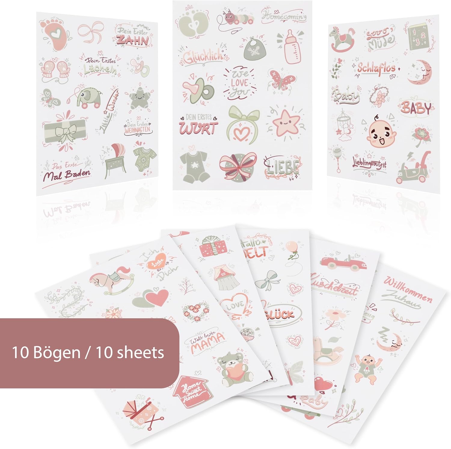 CraftWerk Baby Sticker Set – 165 Deko Aufkleber für unvergessliche Momente