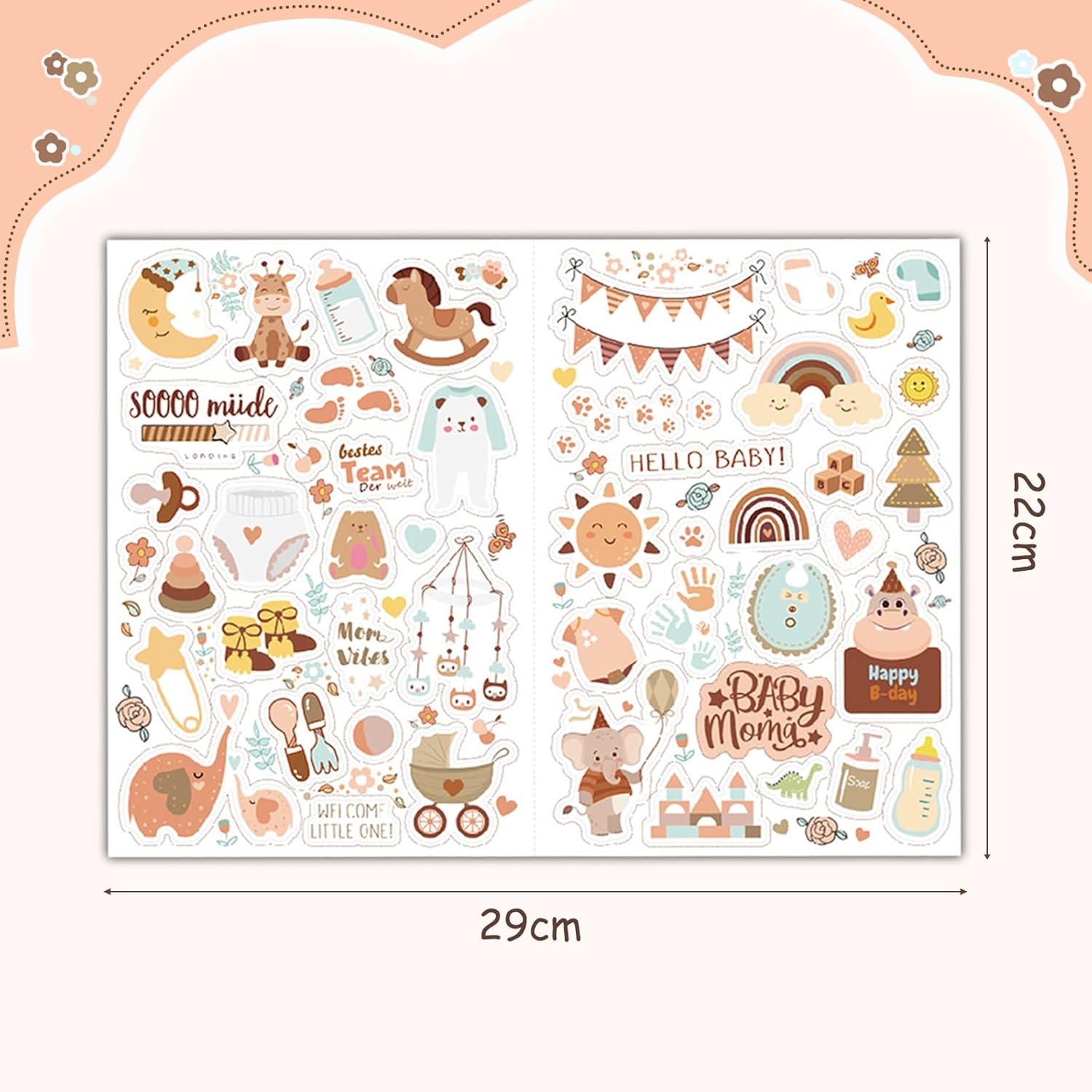 Altdeovk Babyalbum Sticker Set, 204 Stücke A4, Baby Scrapbooking Aufkleber Altdeovk Babyalbum Sticker Set, 204 Stücke A4, Baby Scrapbooking Aufkleber