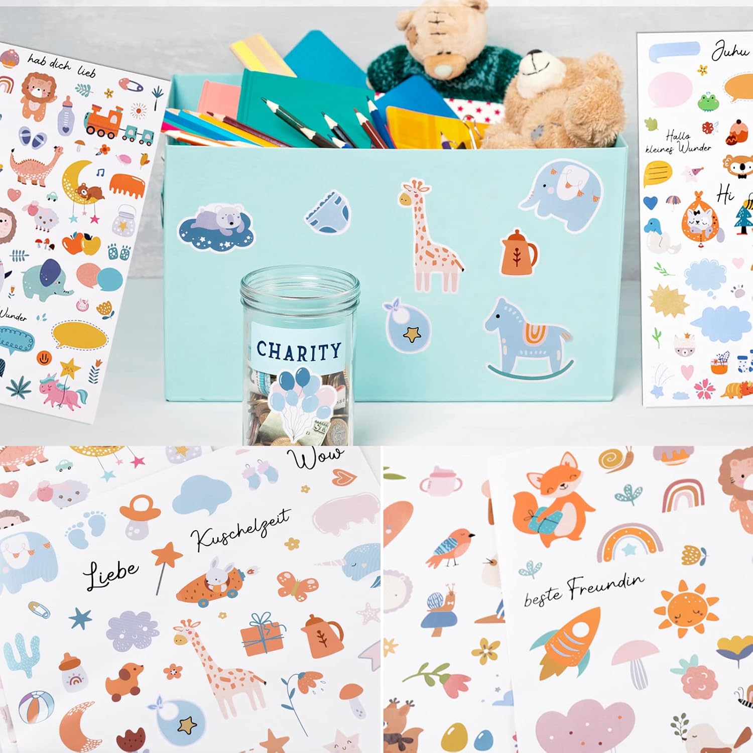 A4 Babyparty Aufkleber-Set mit 330+ Motiven für Scrapbooking und Geschenke A4 Babyparty Aufkleber-Set mit 330+ Motiven für Scrapbooking und Geschenke
