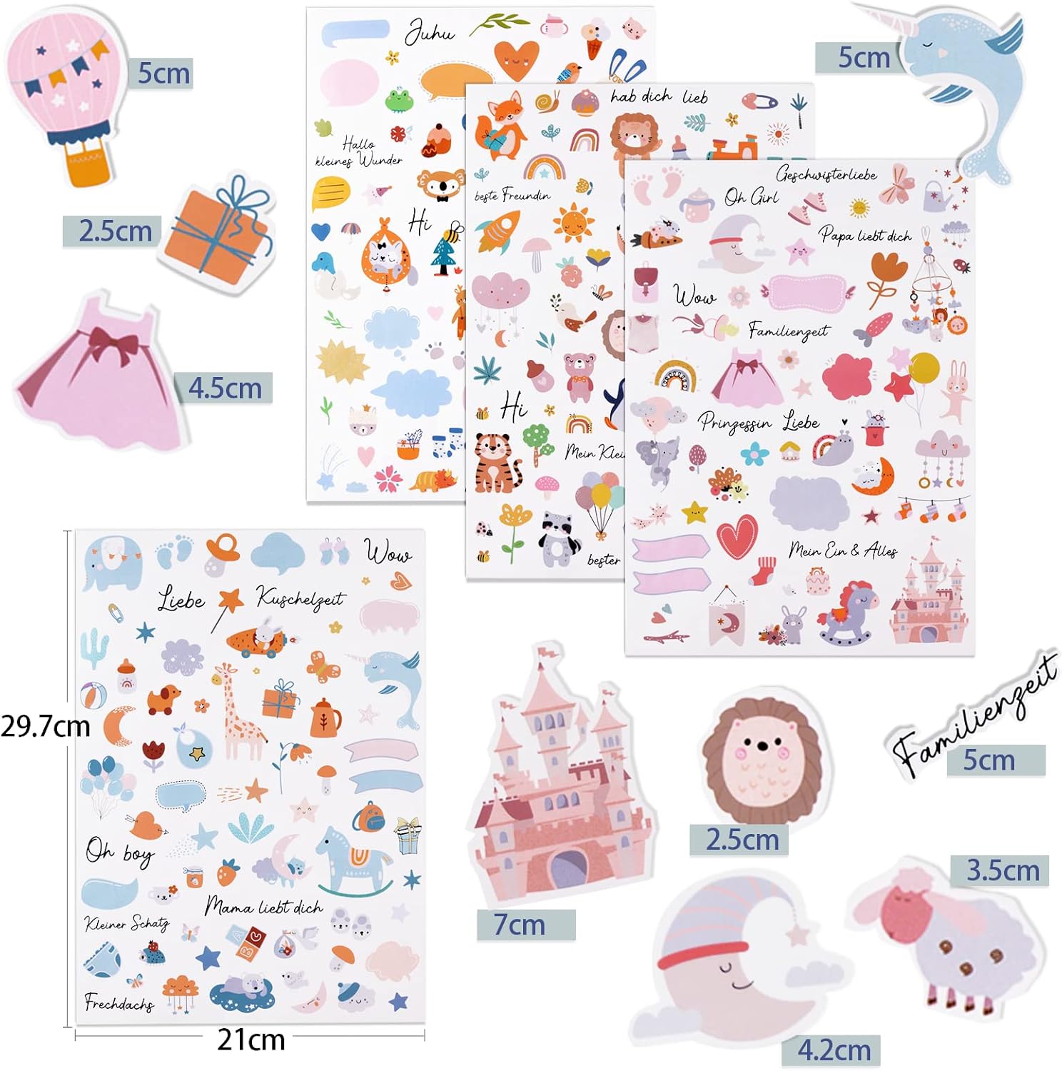 A4 Babyparty Aufkleber-Set mit 330+ Motiven für Scrapbooking und Geschenke A4 Babyparty Aufkleber-Set mit 330+ Motiven für Scrapbooking und Geschenke