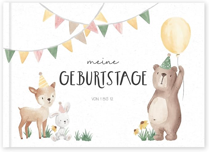 Geburtstagsbuch „Meine Geburtstage 1–12" – Erinnerungsalbum, DIN A5