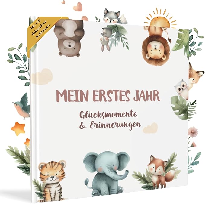 HuBorns Babyalbum „Mein erstes Jahr" bis 5 Jahre, mit Stickern