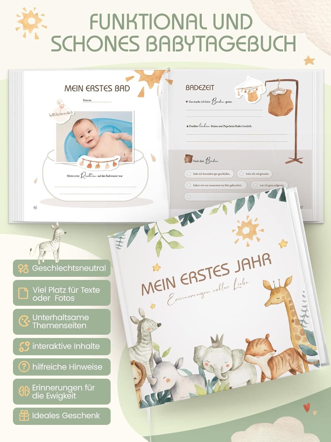 Premium 'Mein erstes Jahr' Babyalbum - Ideales Geburtsgeschenk