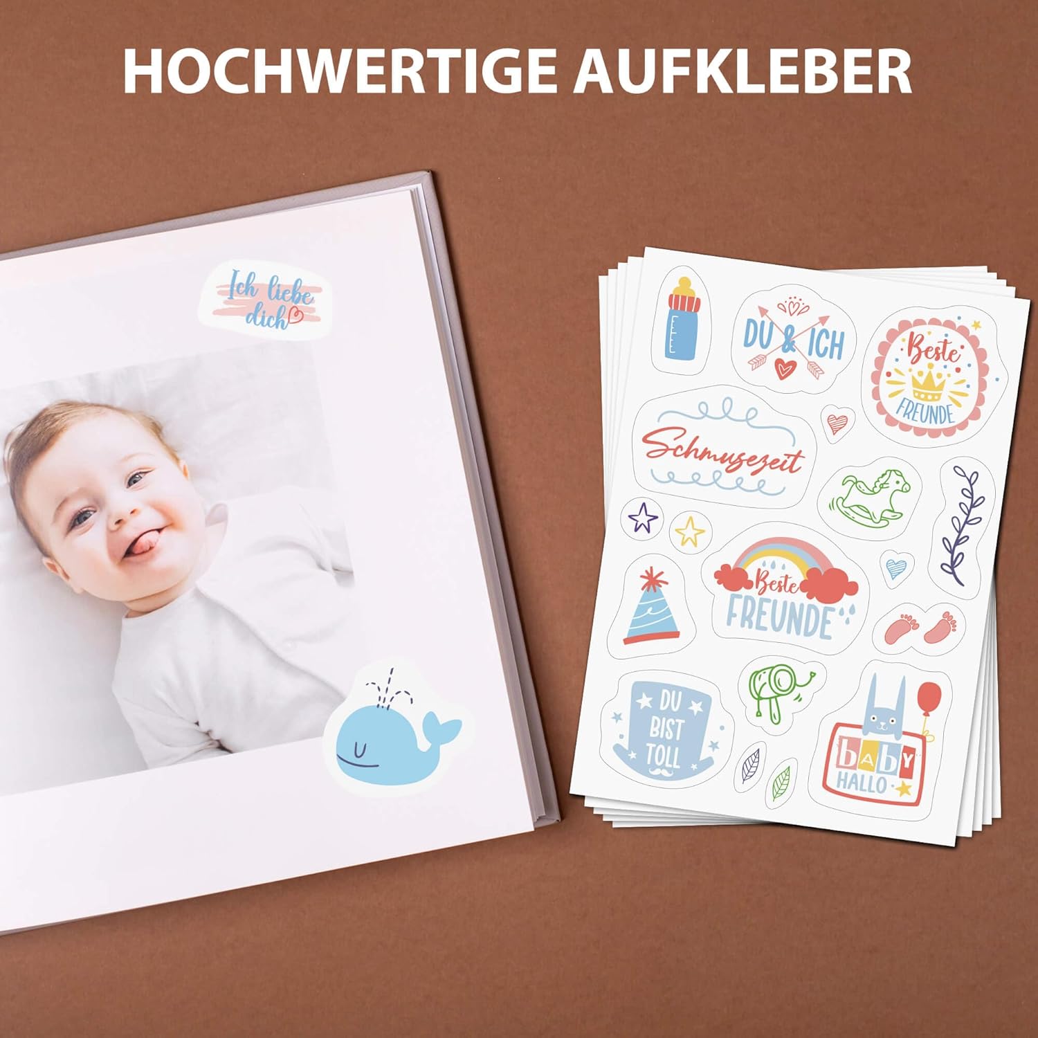 BIROYAL Babyalbum Sticker - 9 Bögen, 160 Motive - Perfekt für Scrapbooking BIROYAL Babyalbum Sticker - 9 Bögen, 160 Motive - Perfekt für Scrapbooking