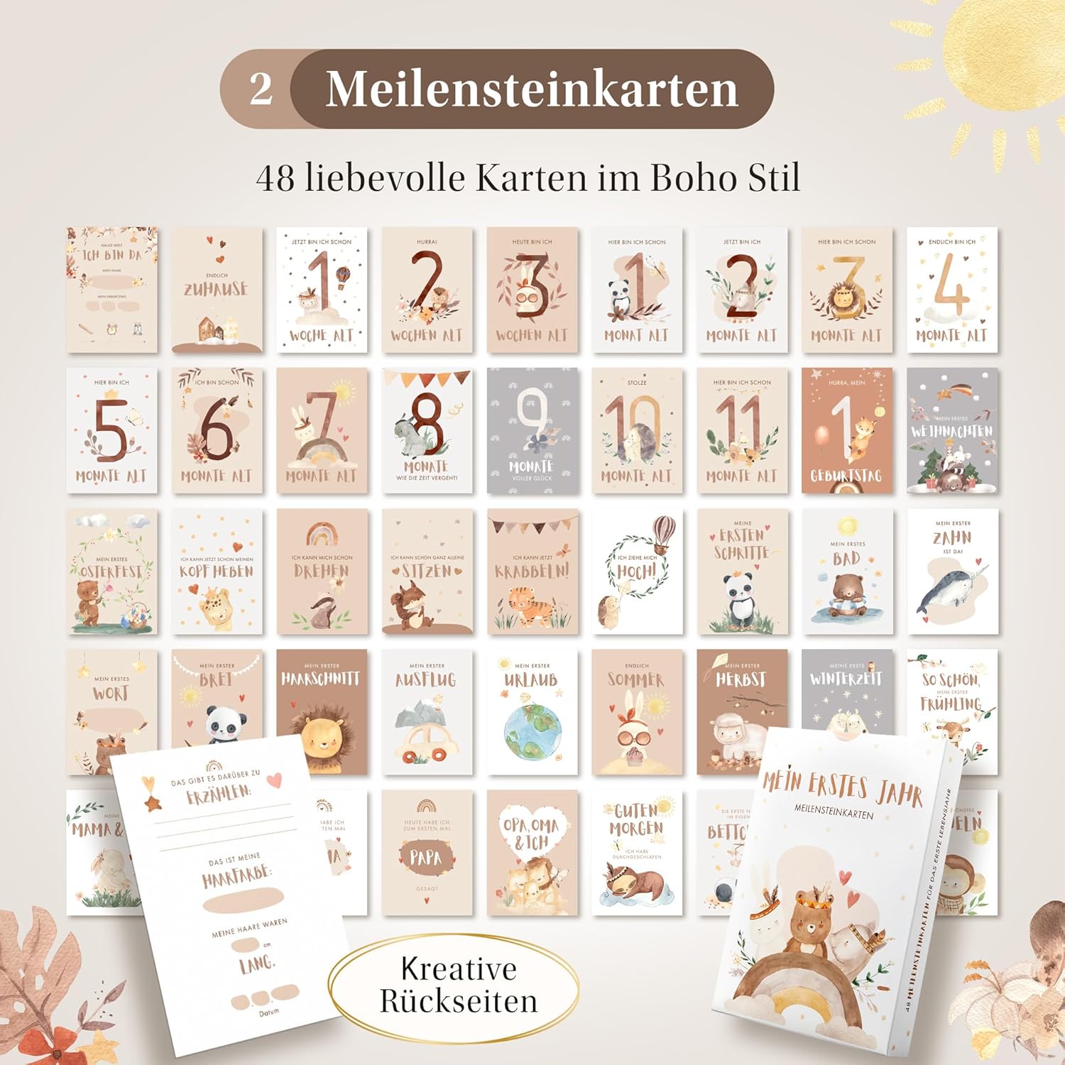 EULENTALER® Erinnerungsbox 3in1 - Babyalbum, Meilensteinkarten, Baby Abdruckset