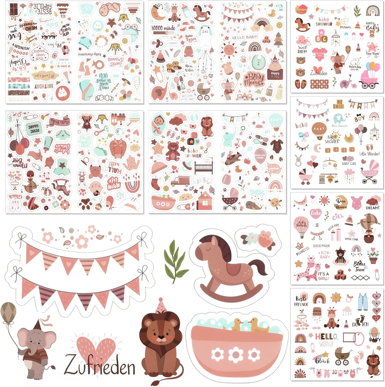 GROFIS Sticker Babyalbum Set - 316 Motive für Scrapbooking und DIY