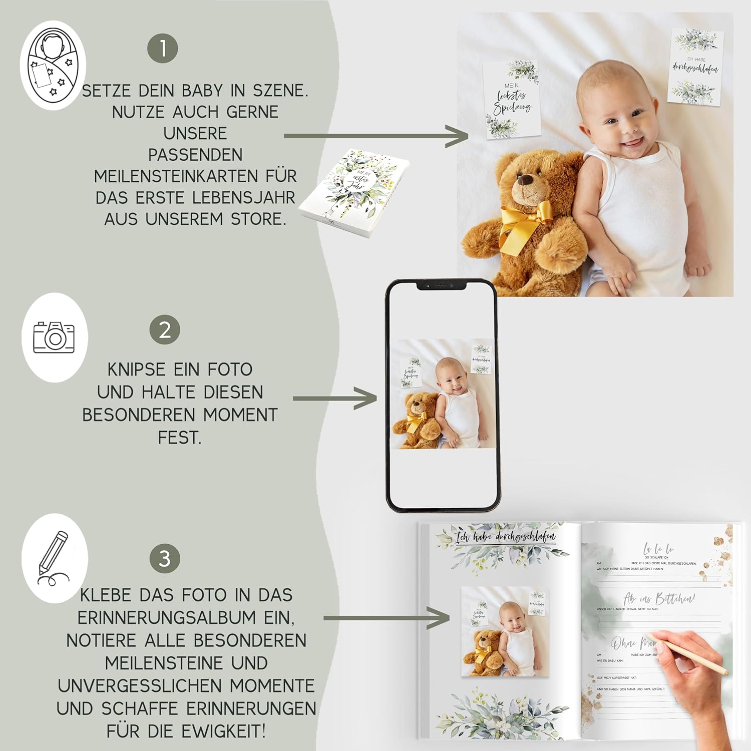HIMMEL.HERZ.PAPIER® Mein erstes Jahr Babyalbum - Erinnerungsbuch und Baby Tagebuch HIMMEL.HERZ.PAPIER® Mein erstes Jahr Babyalbum - Erinnerungsbuch und Baby Tagebuch