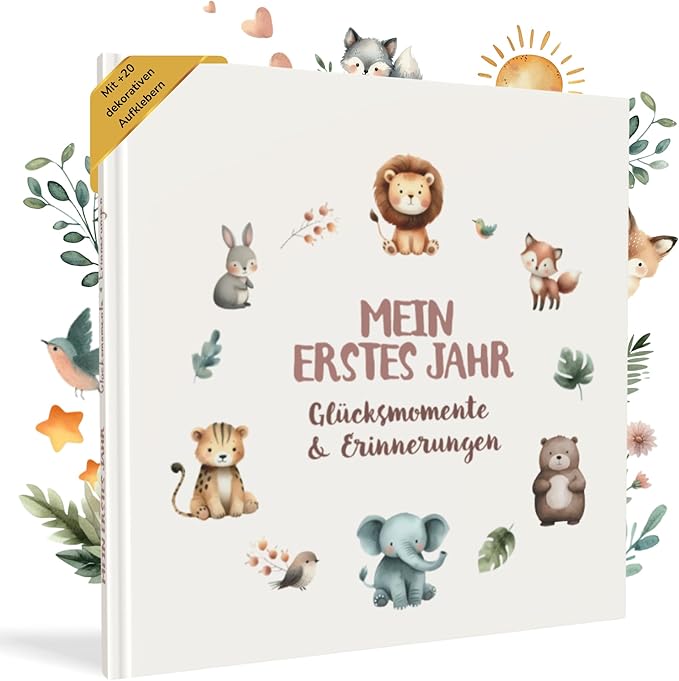 HuBorns Babyalbum „Mein erstes Jahr" bis 5 Jahre, mit Stickern