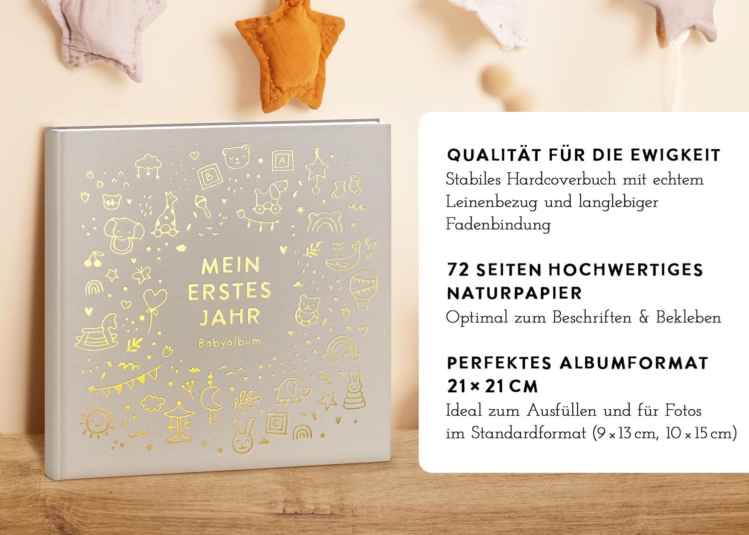 Mein erstes Jahr Babyalbum - Luxus Leinenbuch mit Goldprägung Mein erstes Jahr Babyalbum - Luxus Leinenbuch mit Goldprägung