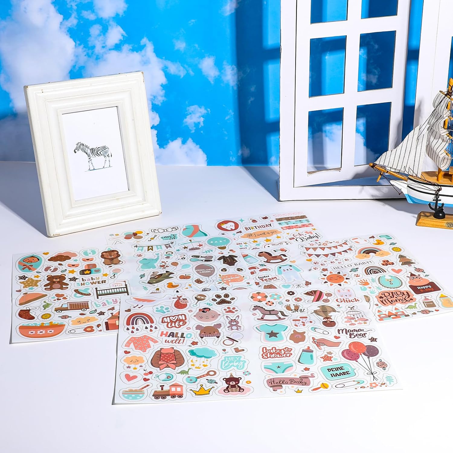 JIEYAO Babyalbum Sticker Set - 204 Aufkleber für Kreativprojekte JIEYAO Babyalbum Sticker Set - 204 Aufkleber für Kreativprojekte