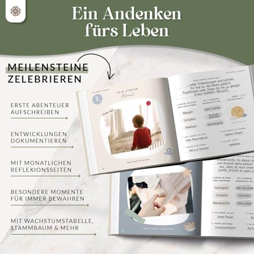 Lebenskompass Babyalbum „Air" mit 75+ Stickern & Spruchkarte