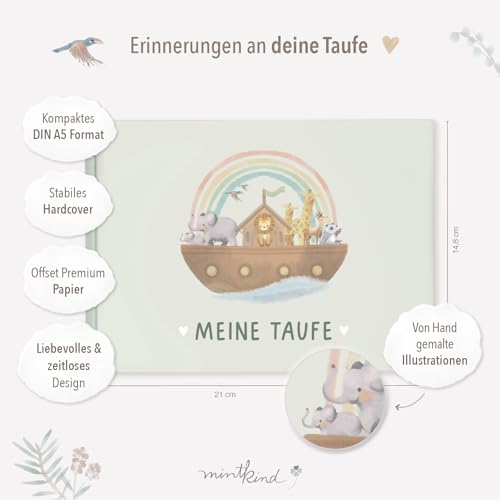 mintkind Taufbuch „Meine Taufe – Arche" Salbei – Geschenk zur Taufe