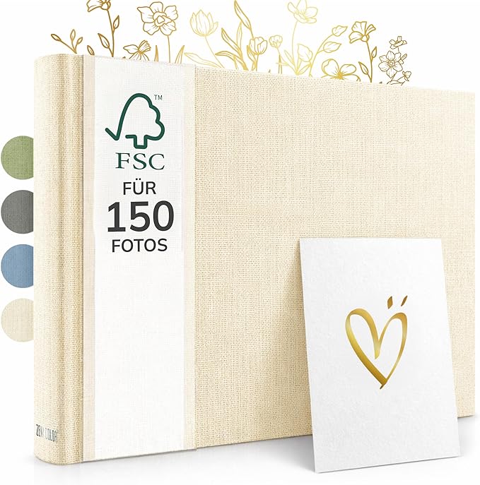 Zenacolor Fotoalbum zum Selbstgestalten 30×22 cm – Leinen Beige