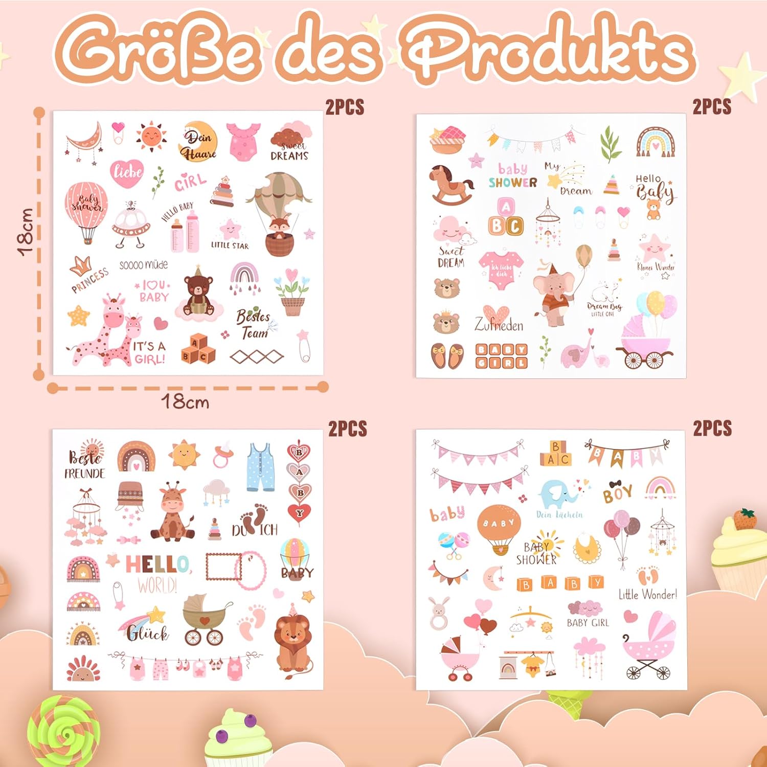 Fugoviin Kinder & Baby Fotoalbum Sticker - 220 Motive auf 8 Bögen Fugoviin Kinder & Baby Fotoalbum Sticker - 220 Motive auf 8 Bögen