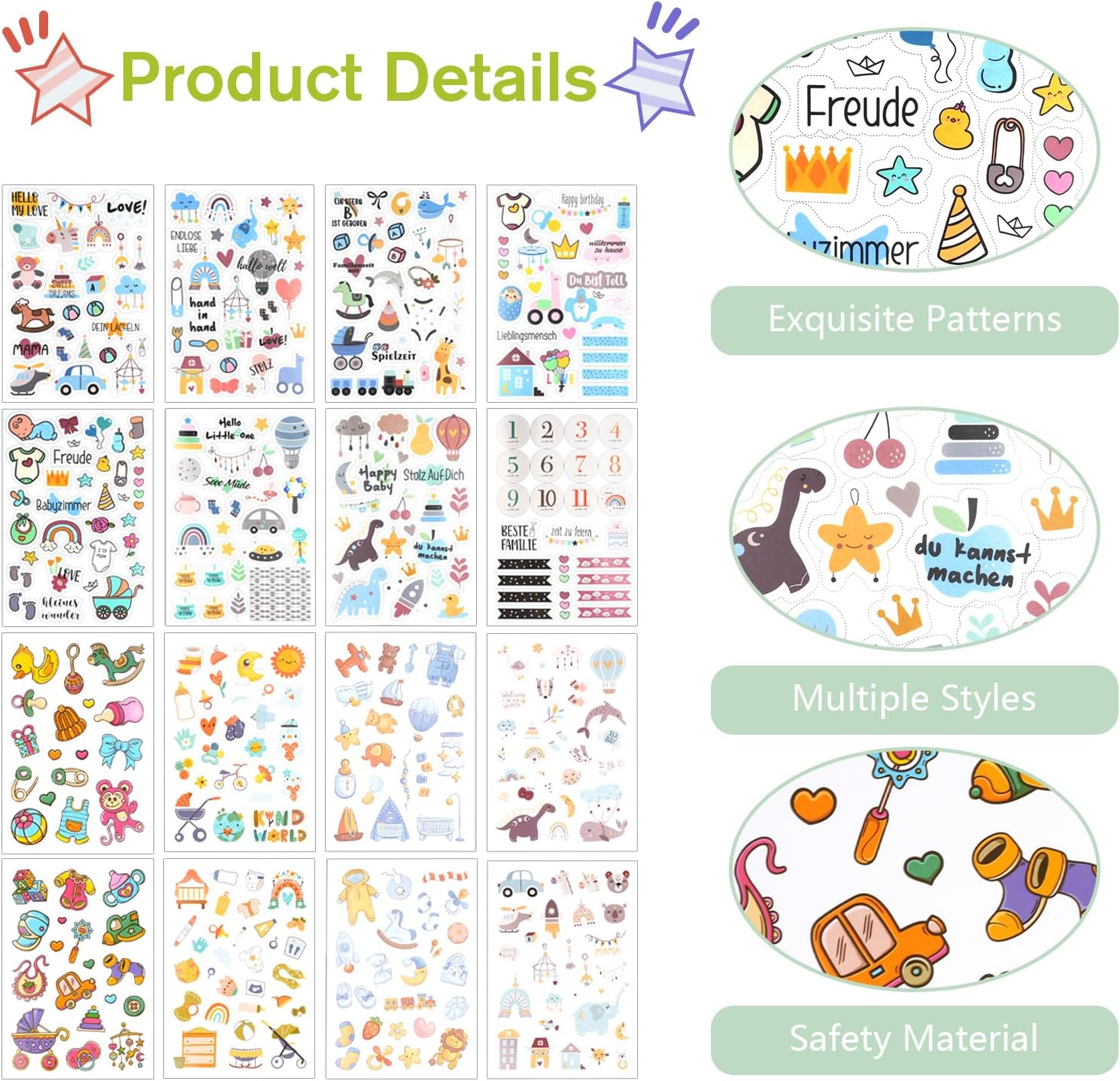361er Sticker-Set für Babyalben – Erinnerungen festhalten 361er Sticker-Set für Babyalben – Erinnerungen festhalten