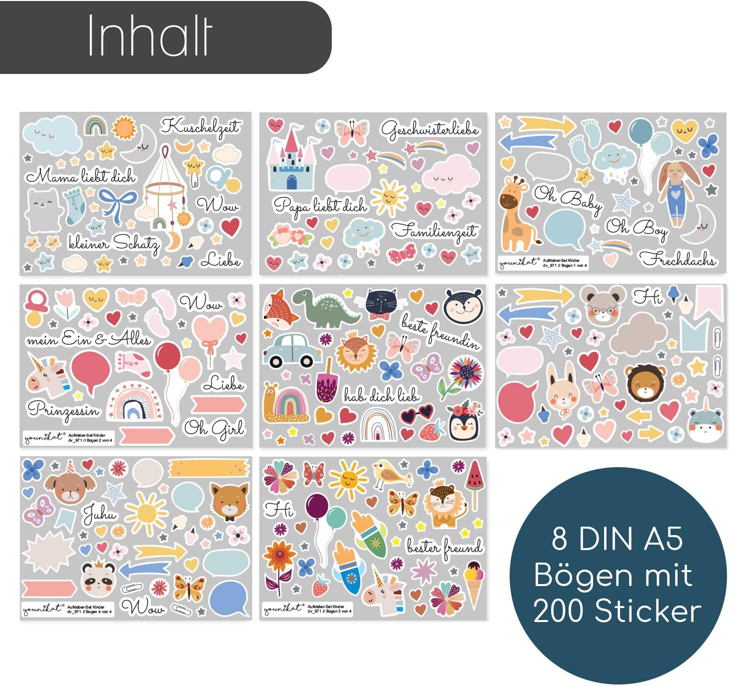 DIY Scrapbooking-Aufkleber-Set für Kinder und Fotoalben | Über 200 Sticker DIY Scrapbooking-Aufkleber-Set für Kinder und Fotoalben | Über 200 Sticker